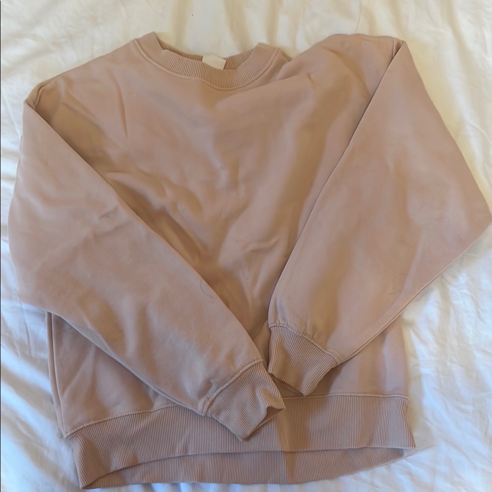 Zara Light Tan Ribbed Sweatshirt